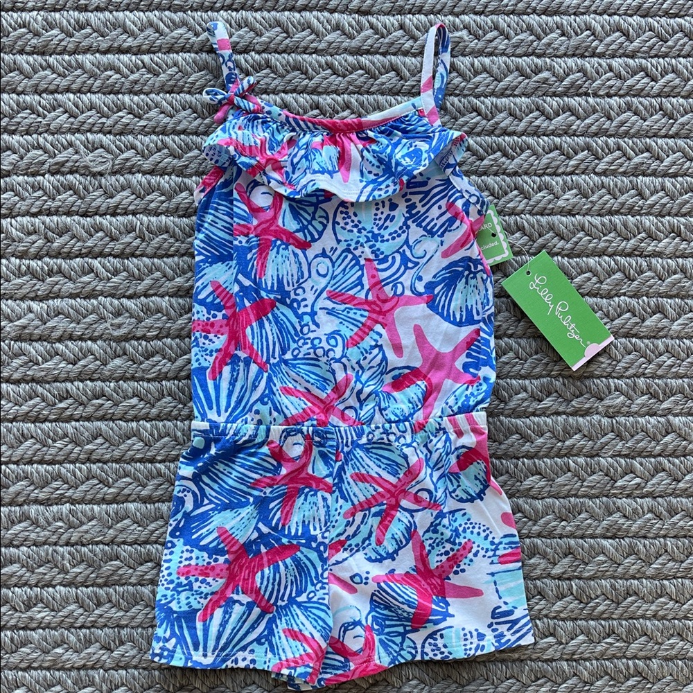 Lilly Pulitzer Blue and Pink Starfish Kids romper, NWT SIZE XS (2/3)